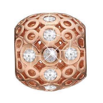 Christina Collect 925 sterling silver Magic rose gold-plated ring of small circles with white topaz, model 630-R76